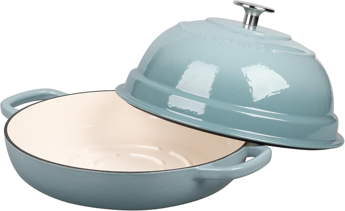 Enameled Cast Iron Dutch Oven Pot with Lid, Round Bread Oven for Homemade Sourdough Bread Baking, 6 Quart, Seasalt