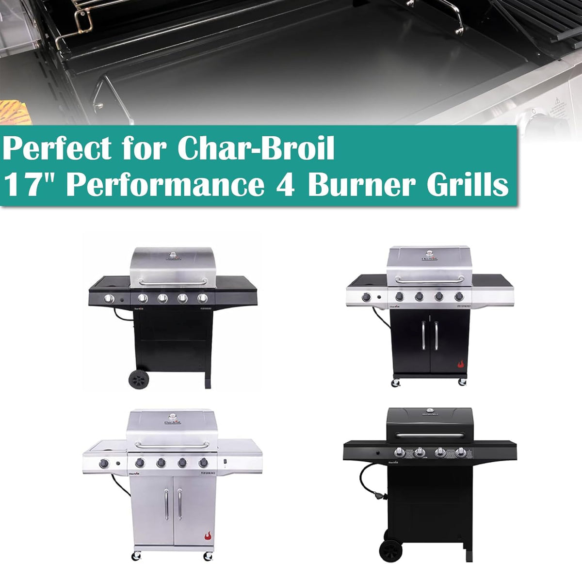 Full Size Griddle Inserts for Char-Broil Performance 4 Burner Series, Flat Top Griddle for Charbroil 463352521 463354021 463365021 463365522 463366022 Grill, Replace for G426-0004-W1 G426-0005-W1
