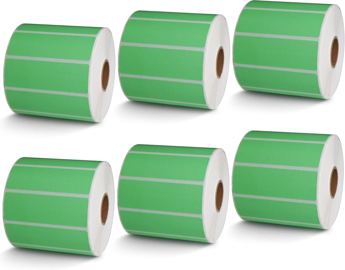 BETCKEY - 3" x 1" UPC Barcode & Address Labels Compatible with Zebra & Rollo Label Printer,Premium Adhesive & Perforated[Green, 6 Rolls, 8250 Labels]