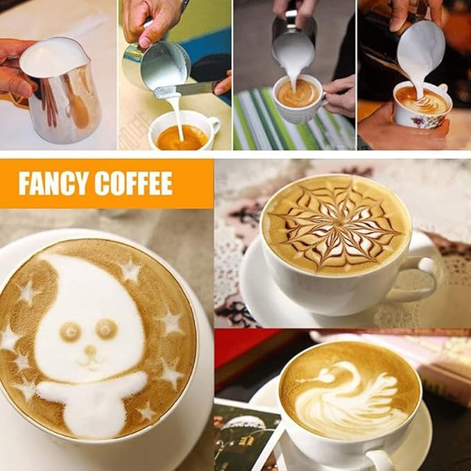 2 Pack Milk Frothing Pitcher 900ml 32oz Steaming Pitchers Stainless Steel Milk/Coffee/Cappuccino/Latte Art Steam Pitchers Milk Jug Cup with Art Pen(2)