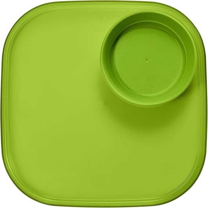 Madesmart Dipware Reusable Dining Plate/Serving Tray for Appetizers and Snacks, Food-Safe Appetizer Serving Platter with Removable Dip Bowl, Lime