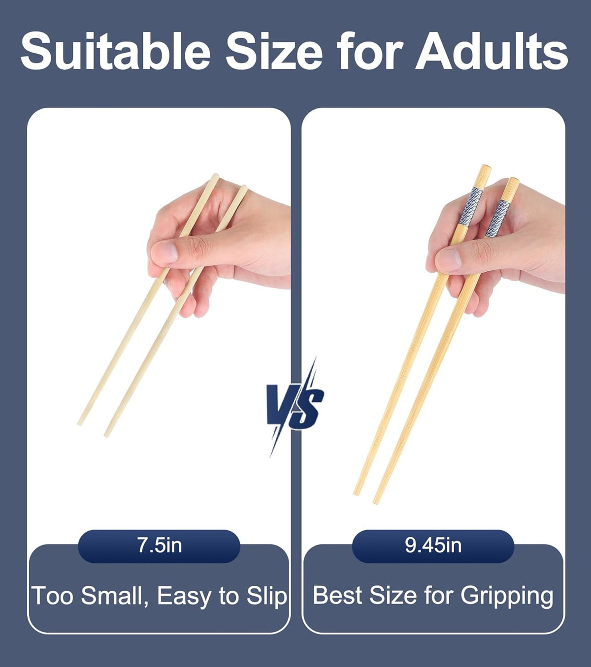 100 Pairs Bamboo Chopsticks | Disposable | Reusable | Separated Chopsticks Dishwasher Safe - （9.45in）