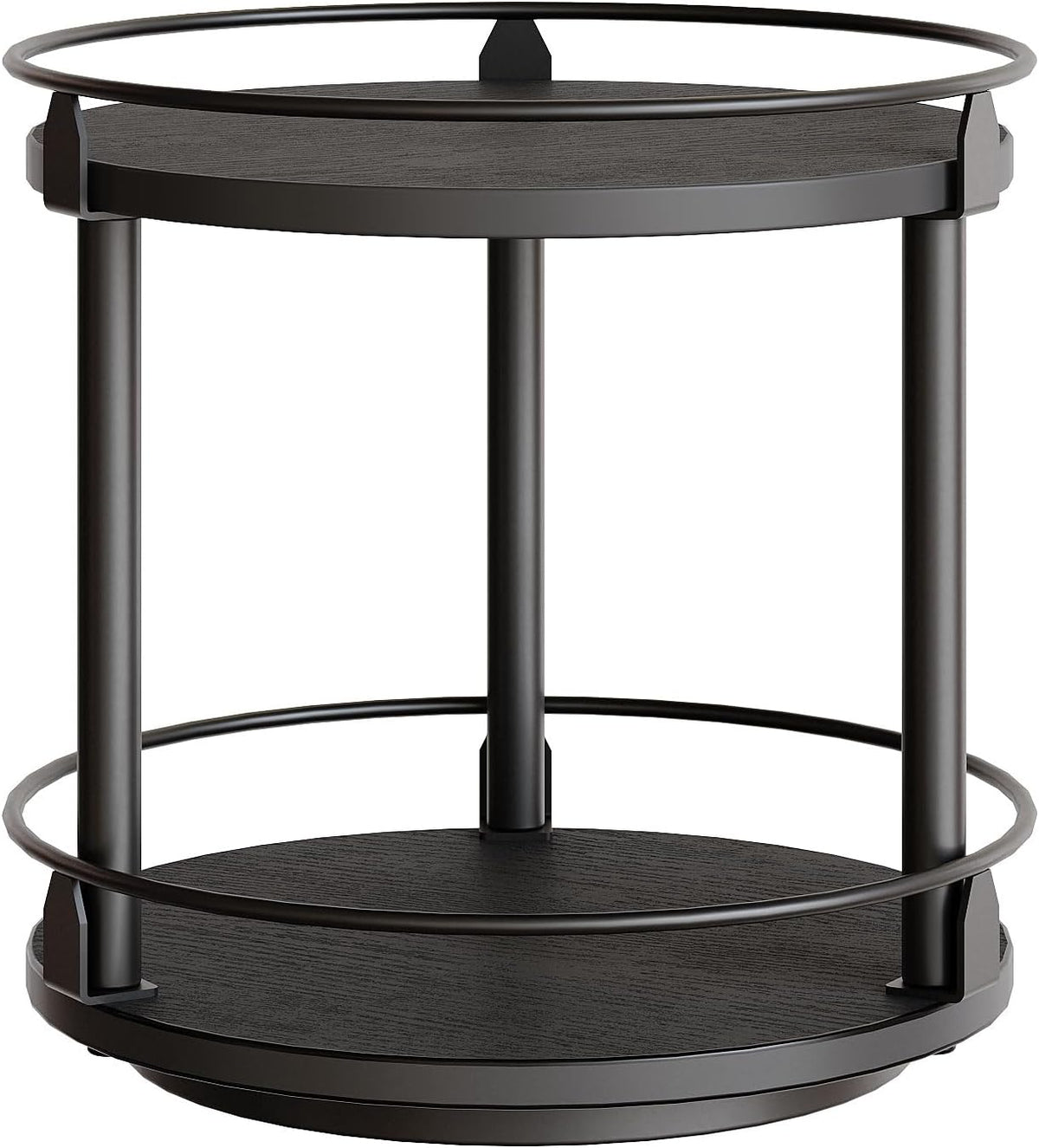 Lazy Susan Organizer, Rotating Spice Rack, 2 Tier Spice Turntable Organizer, Industrial Turntable Spice Holder, for Kitchen Countertop and Cabinet, Compact and Versatile, Black SR22BK