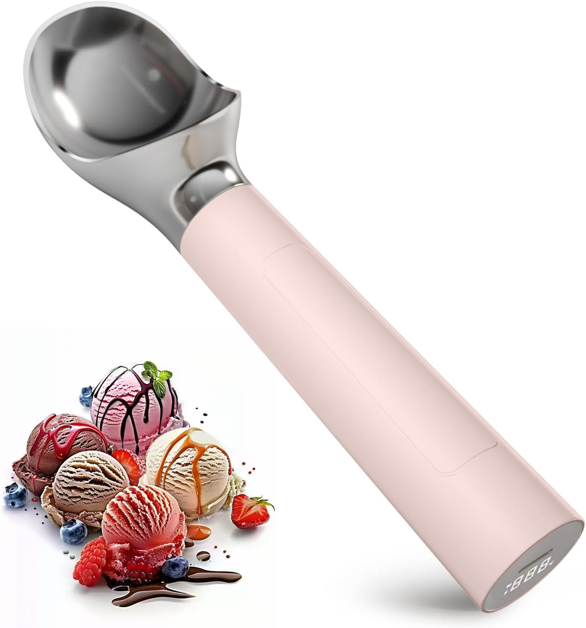 Heated Ice Cream Scoop, Rechargeable Electric Scooper for Hard IceCream, Self Warming Spoon Max to 158℉, Rust-Proof, anti freeze handle, Easy to Clean