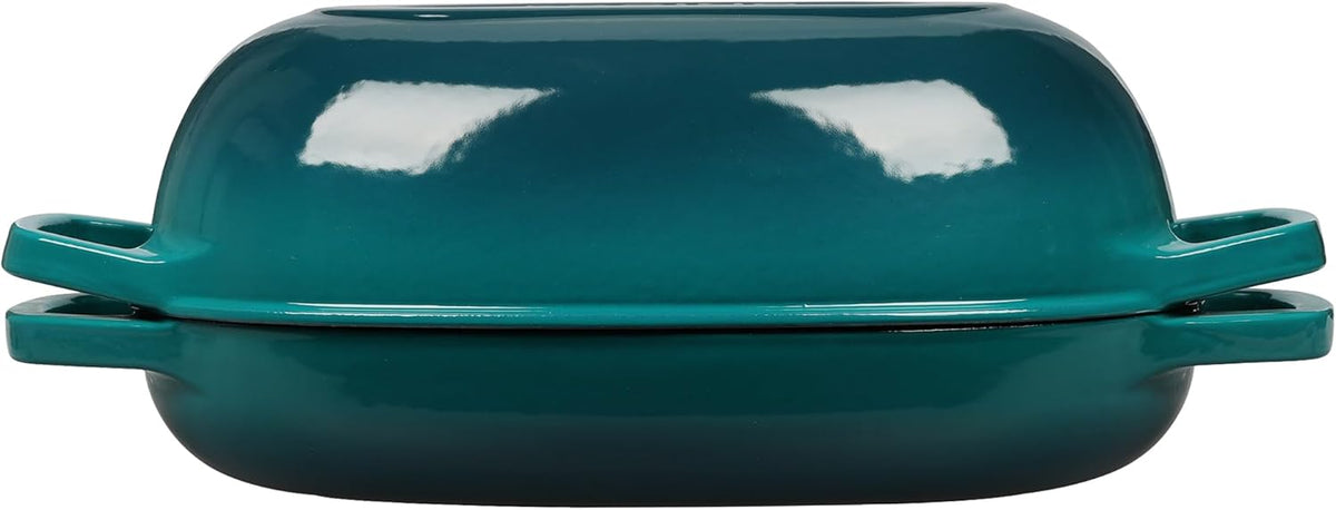 Enameled Cast Iron Dutch Oven Pot with Lid, Oval Dutch Oven for Bread Baking, Bread Oven for Homemade Sourdough Bread Baking, 5qt, Darkcyan