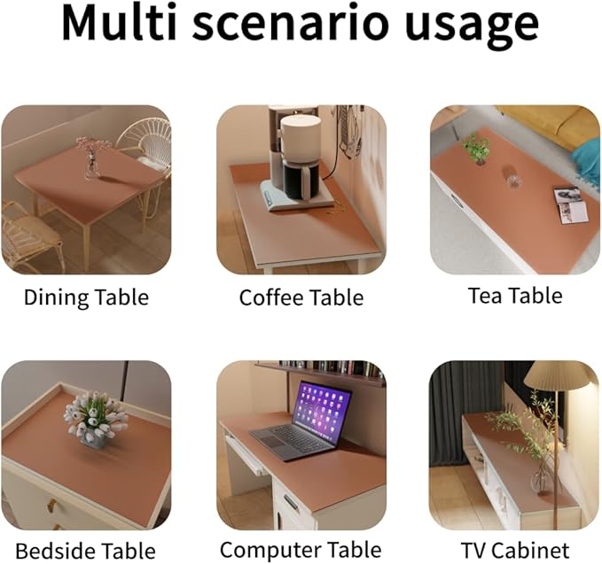 Leather Table Cover,1.8mm Thick,12x78 Inch Table Protector,Glass Table Protector,Table Sticker Cover,Desk Covers On Top of Desks.(Brown+Gray,12x78)