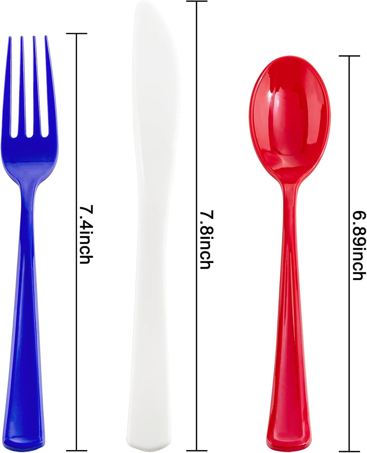 Liacere 200Pcs 4th of July Red Blue Disposable Plastic Silverware-Red Blue Plastic Cutlery - American Flag Patriotic Party Supplies include 100Forks 50Spoons 50Knives for Independence Day&Memorial Day