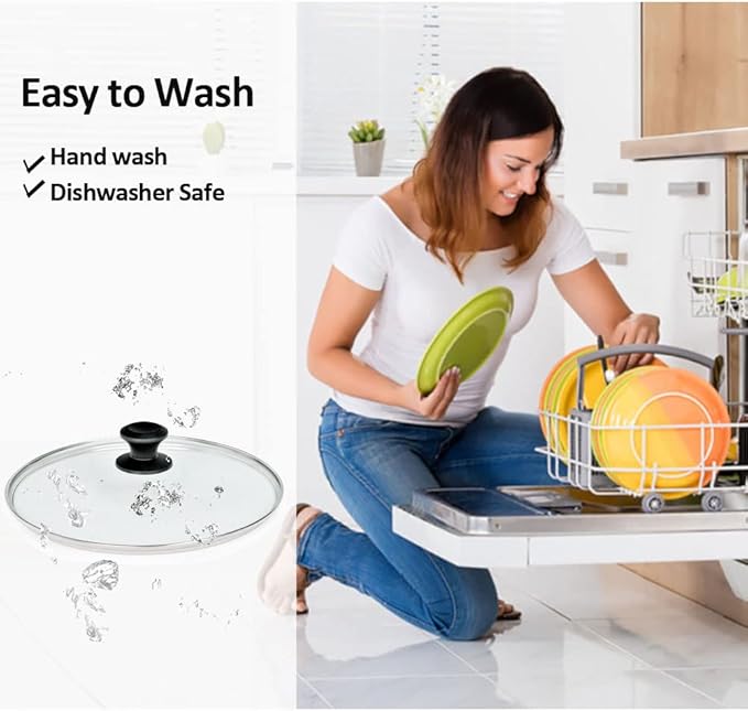 11 In Glass Lid for Frying Pan, Tempered Replacement Cover Compatible with All 11 Inches Cookware for Skillets, Round Cast Iron, Cast Aluminium, Stainless Steel Pans &Pots