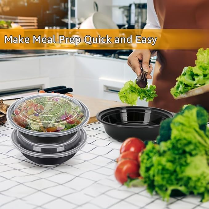 100 PACK 24 oz. Meal Prep Containers, Extra Large & Thick Food Storage Containers with Lids - BPA Free Stackable Microwavable & Dishwasher Safe, Travel, To Go, Bento Box (100)