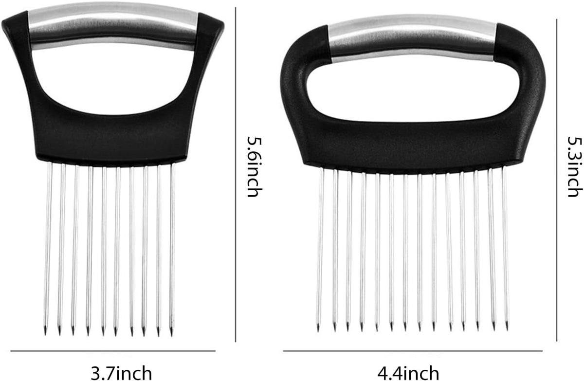 Stainless Steel Onion Slicer Holder, Onion Holder for Slicing & Onion Cutter, Tomato Slicer for Vegetables (Onions, Tomatoes, Potatoes, Avocados, Eggs), Kitchen Slicing Assistant Tool (Mix-2PCS)