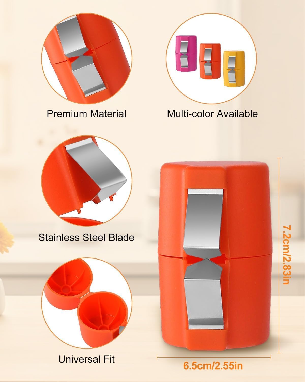 2Pcs Egg Shell Opener, 2025 New Egg Cracker Tool for Raw Eggs, Hard Boiled Egg Peeler Egg Cube Egg Separator Handheld, Stainless Steel Eggshell Breaker Egg Shell Cutter Kitchen Gadgets（Orange+Yellow）