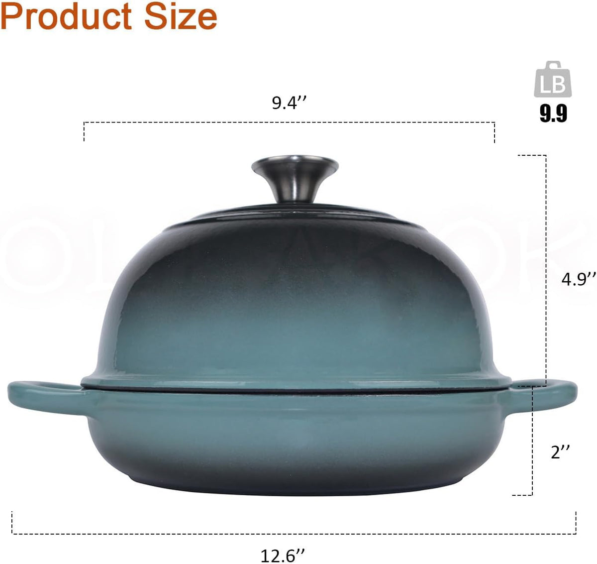 Dutch Oven for Bread Baking, Enameled Cast Iron Dutch Oven Pot with Lid, Bread Oven for Sourdough Bread Baking, Cast Iron Bread Pan, 5 qt Cyan