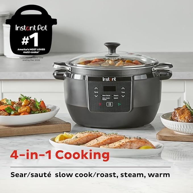 Instant Pot Superior Cooker 7.5QT Slow Cooker and Multicooker, 4-in-1 Functions, Sears/Sauté, Slow Cooks/Roast, Steams and Warms, From The Makers of Instant Pot