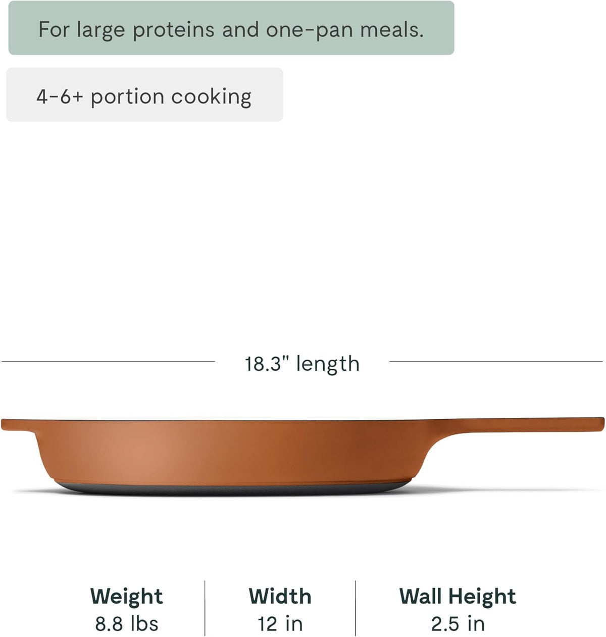 Caraway Cast Iron Skillet - 12” Enameled Cast Iron Pan With 3 Layer Enamel Coating - No Seasoning Required - Compatible With All Stovetops - Free From Forever Chemicals - Rust