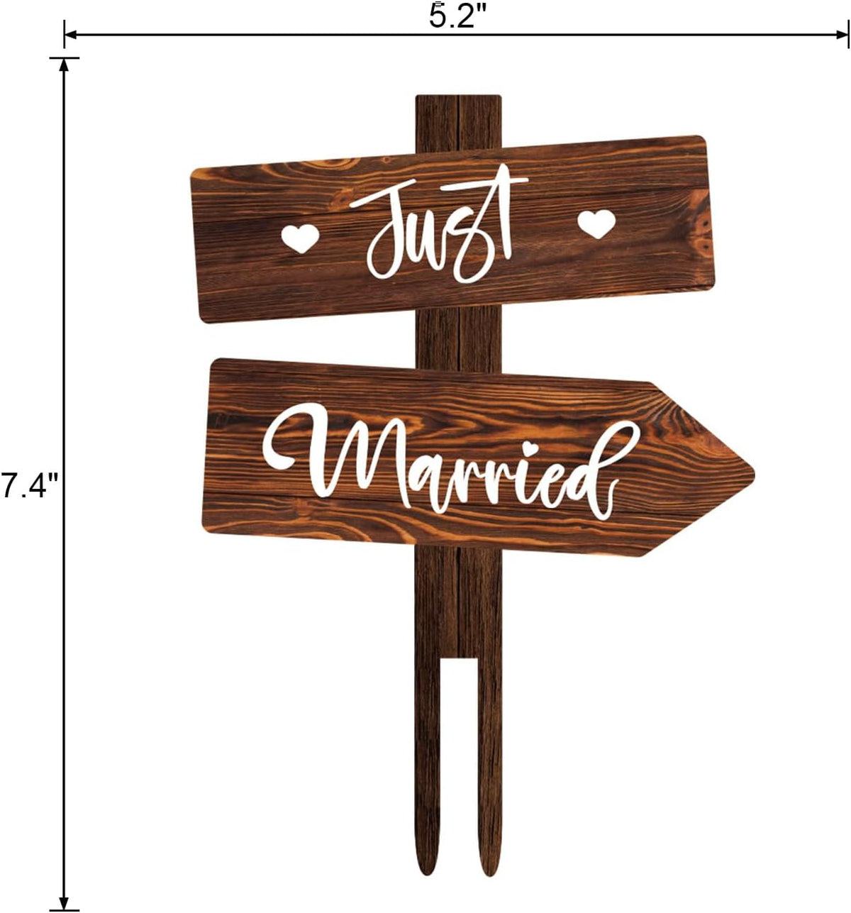 Rustic Just Married Wedding Cake Topper in Wood Wedding Cake Decoration