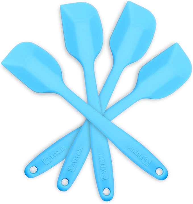 Silicone Spatula 4-piece Set, Heat-Resistant Non-stick Rubber Spatulas with Stainless Steel Core, Blue