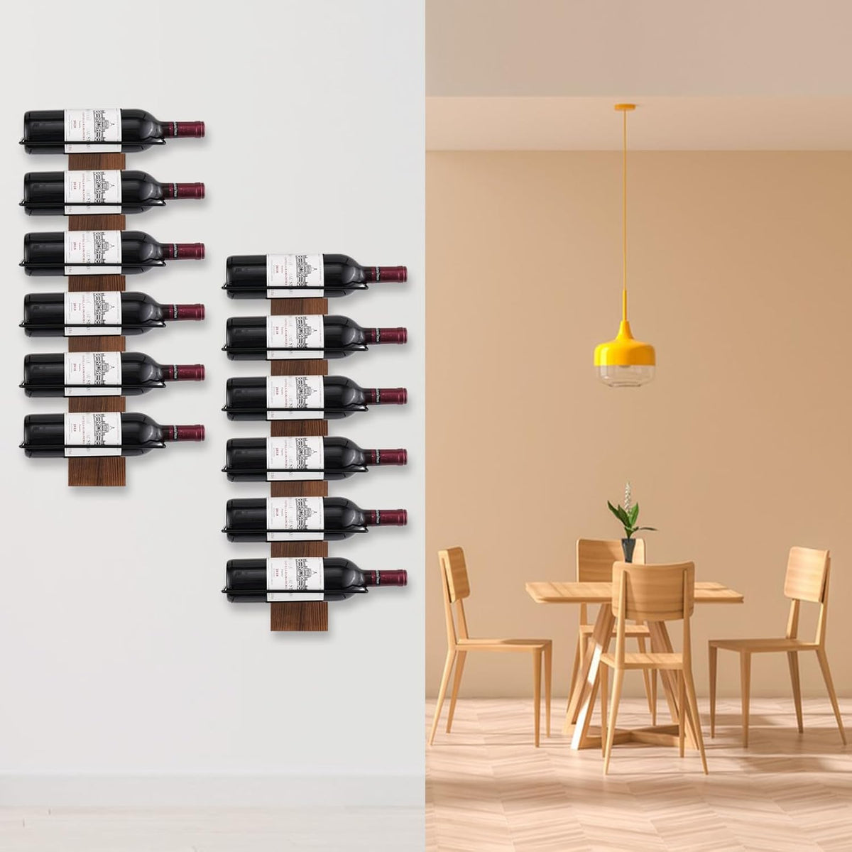 Wine Rack Wall Mounted, Wall Wine Rack for 12 Wine Bottles, Wood Wine Racks for Wall, Wall Mounted Wine Rack for Bar, Cellars, Kitchen, Dining Room