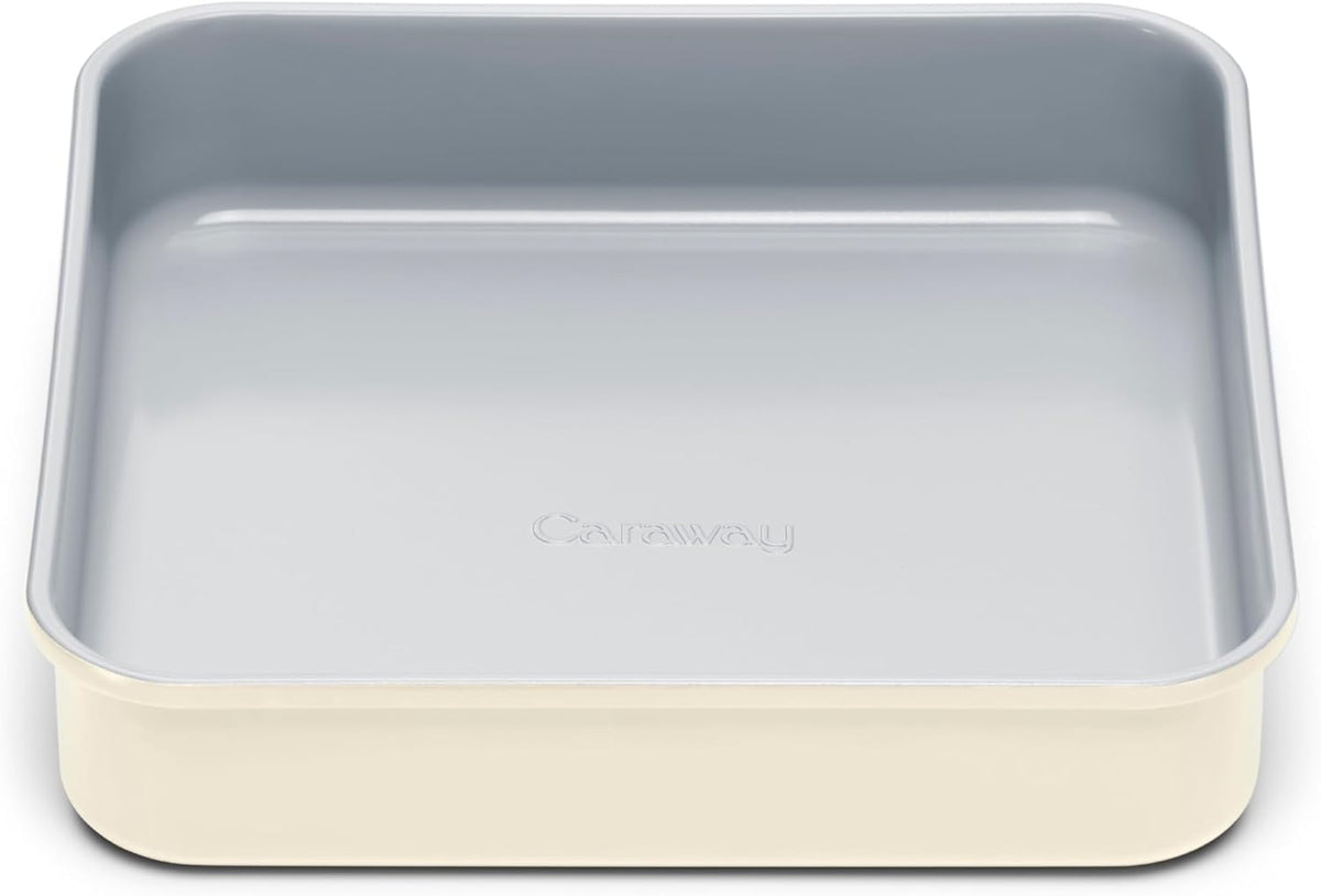 Caraway 9” Square Pan - Non-Stick Ceramic Coating - Free From Forever Chemicals - Cake Pan Perfect for Brownies, Lemon Bars, & More - Cream