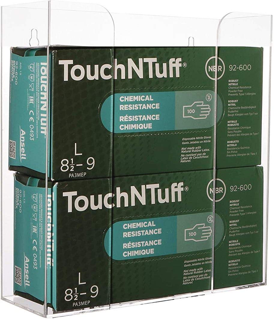 Cq acrylic Rubber Glove Holder for Wall Mount,Clear Disposable Glove Dispenser and Glove Box on Wall,Multipurpose Wall Floating Mask Dispenser and Medical Gloves Rack Storage,10.2”x9.8”x3.5” Pack of 1