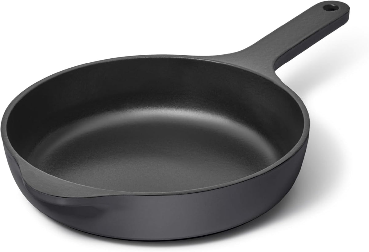 Caraway Cast Iron Skillet - 8” Enameled Cast Iron Pan With 3 Layer Enamel Coating - No Seasoning Required - Compatible With All Stovetops - Free From Forever Chemicals - Charcoal