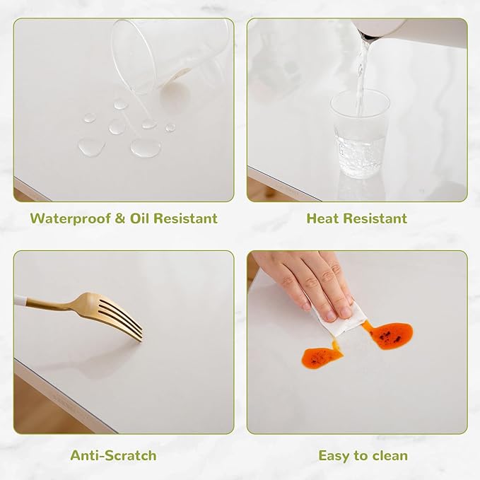 44 x 72 Inch Clear Table Cover Protector, Clear Table Protector for Dining Room Table, 1.5mm Plastic Table Cover, Waterproof Table Pad for Kitchen, Office