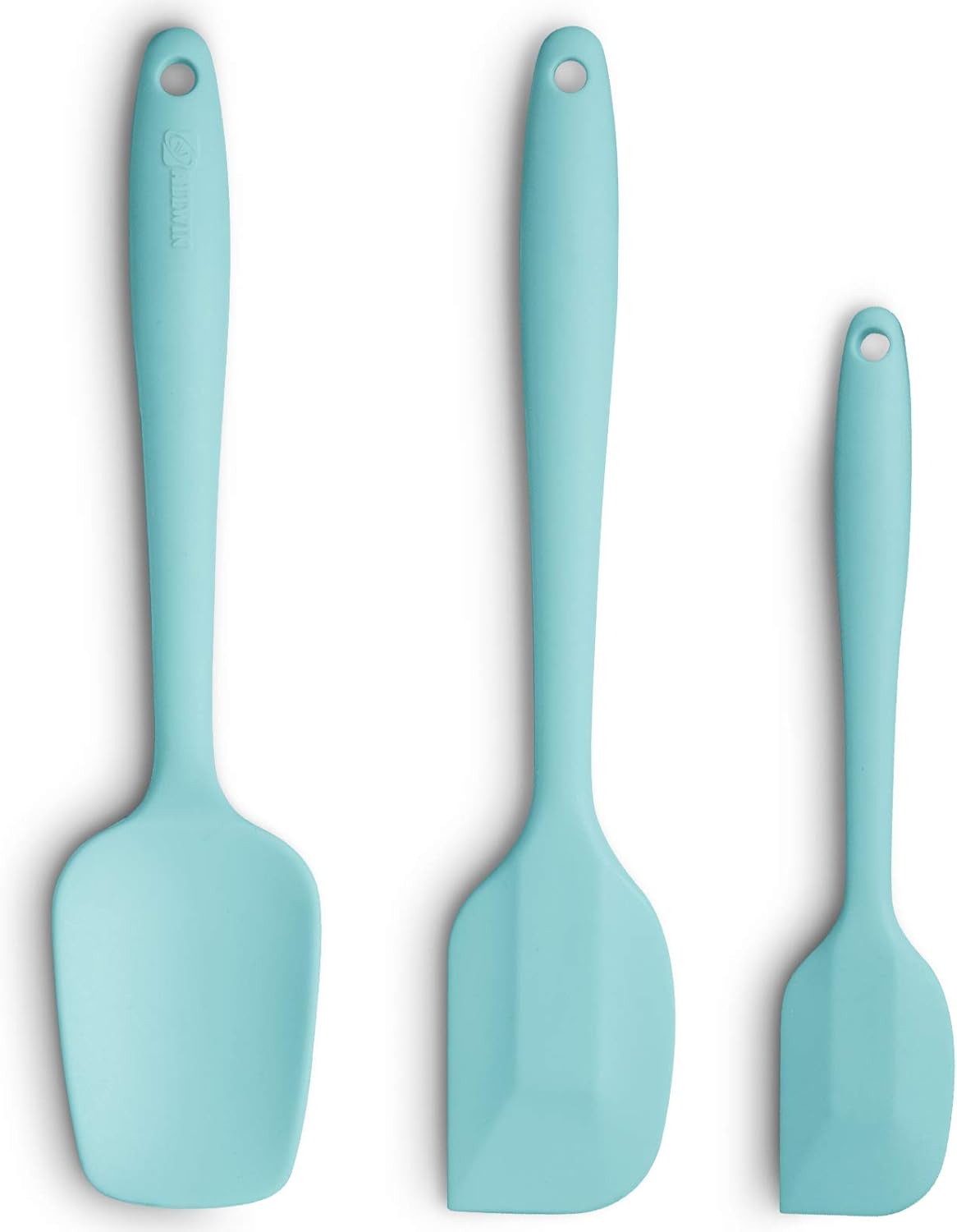 Silicone Spatula 3-piece Set, Ergonomic Handle High Heat-Resistant Spatulas, Non-stick Rubber Spatulas with Stainless Steel Core, Aqua Sky