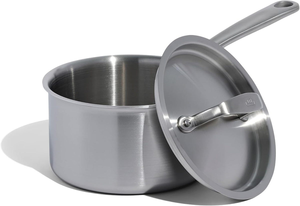 Made In Cookware - 2 Quart Saucepan with Lid - Stainless Clad 5 Ply Construction - Induction Compatible - Professional Cookware - Made in Italy