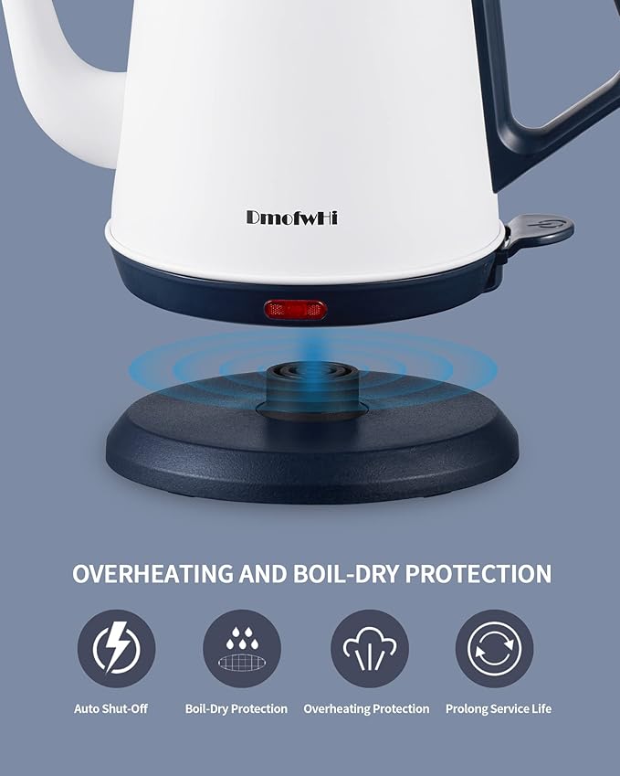 DmofwHi Gooseneck Electric Kettle(1.0L),1000W Electric Tea Kettle of 304 Stainless Steel,Auto Shut off,Coffee Kettle for Pour Over and Tea -White