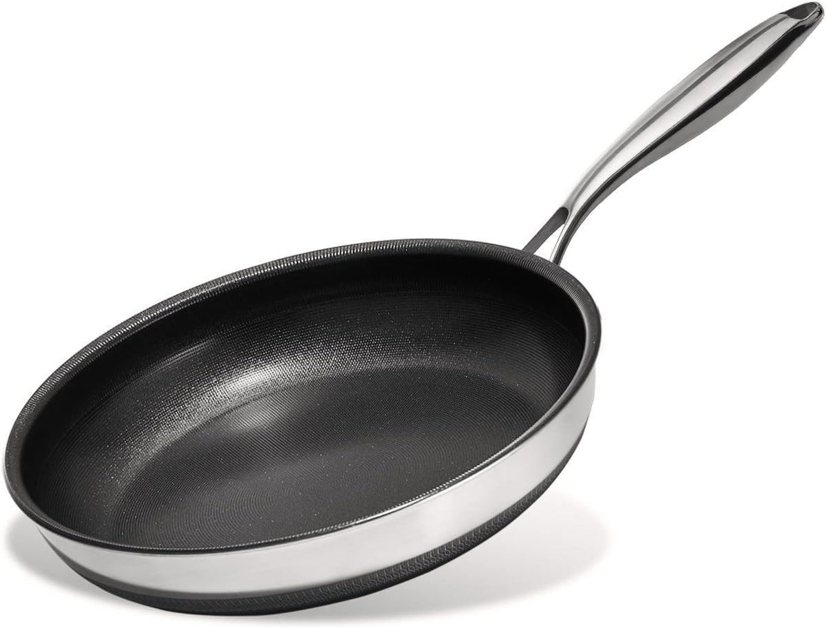 KITEXPERT Non Stick Frying Pans without Lid, 8" Titanium Ceramic Pan Nonstick Stainless Steel Skillet, PFAS PFOA & PTFE Free, Quick-Cool Handle, Dishwasher & Oven Safe, Compatible with All Cooktops