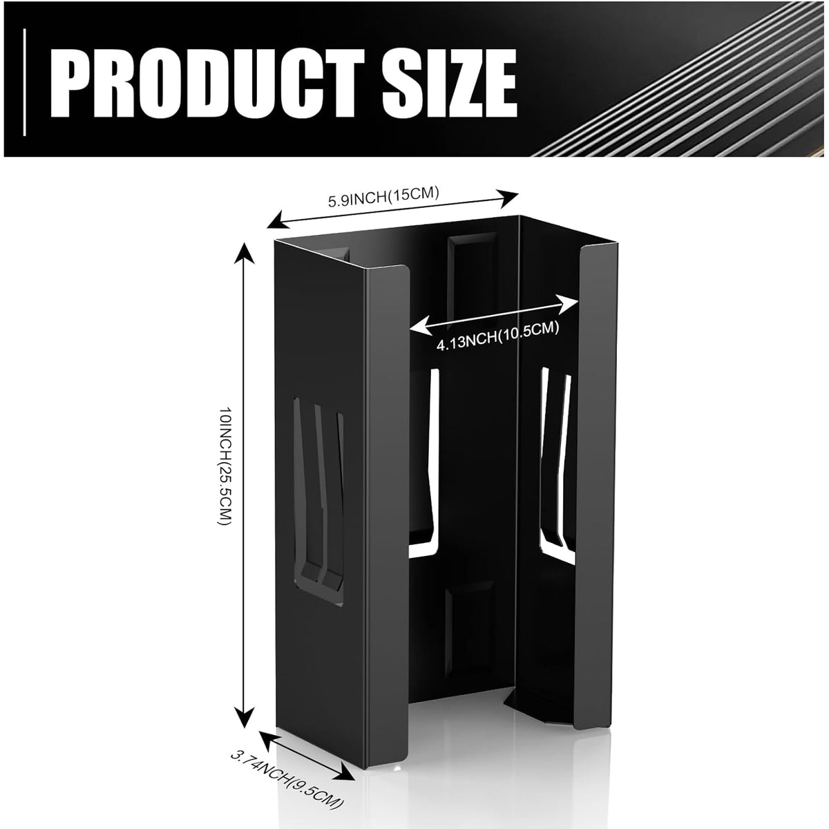 Magnetic Glove Box Holder, Disposable Glove Dispenser Wall Mount, Metal Glove Rack Organizer for Rubber Latex Gloves Tissue Box, Black