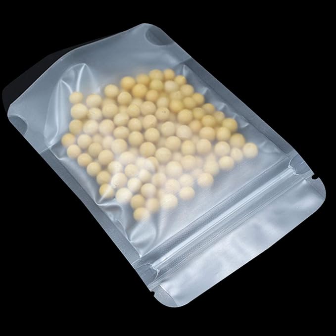 PABCK 500Pcs 5.5x7.9 inch Resealable Stand Up Bags Matte Clear Zipper Lock Heat Seal Pouches with Tear Notch for Zip Food Storage Lock Packing