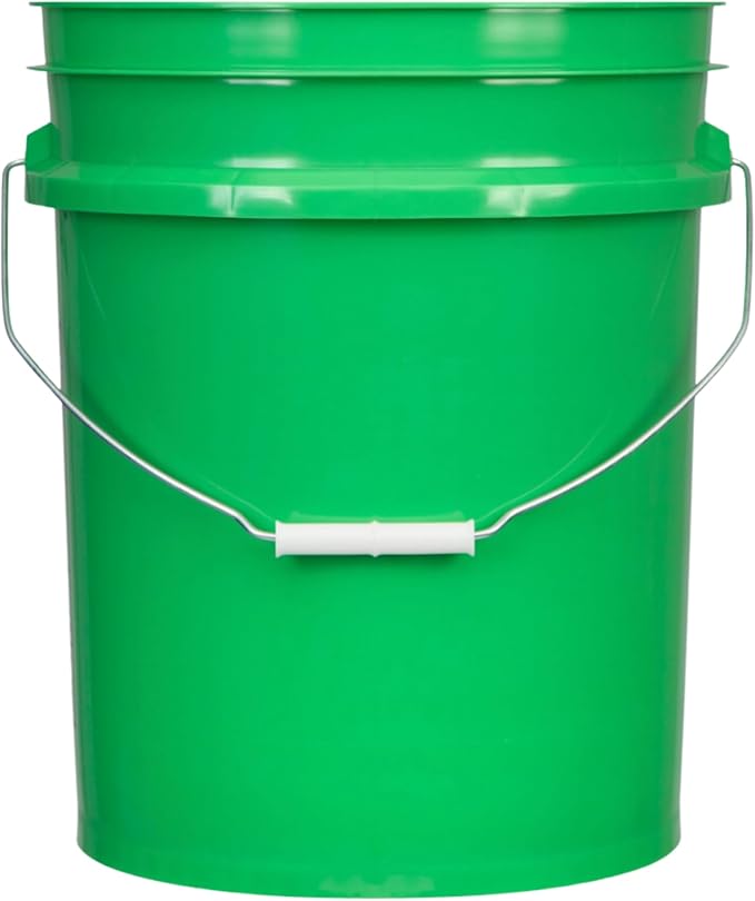 House Naturals 5 Gallon Premium HPDE Plastic Bucket - Made in USA Food Grade Storage Container, BPA Free All Purpose Pail (2, Green)