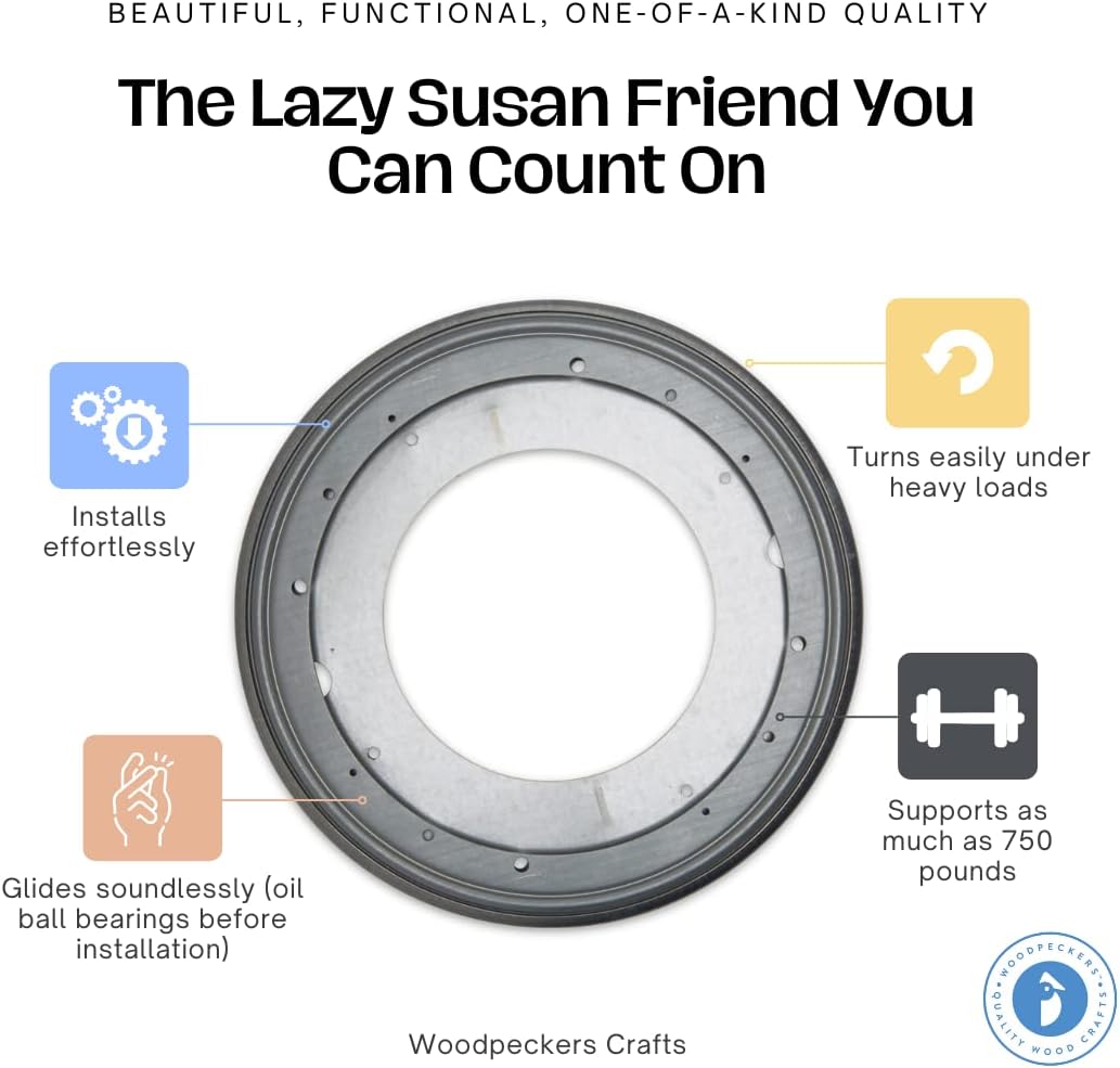 Lazy Susan Hardware, 9 inch, 750 lbs. Load Capacity, Pack of 10 Steel Lazy Susan Turntable Ball Bearing, by Woodpeckers