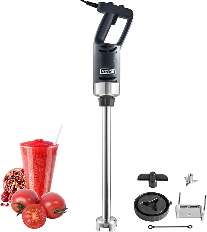 VEVOR Commercial Immersion Blender, 750W 20" Heavy Duty Hand Mixer, Variable Speed Kitchen Stick Mixer with 304 Stainless Steel Blade, Multi-Purpose Portable Mixer for Soup, Smoothie, Puree, Baby Food