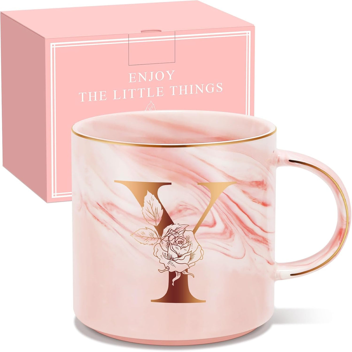 Personalized Gifts for Women Coffee Mug, Initial Customized Gift Monogrammed A-Z Coffee Mug 12 OZ, Christmas Anniversary Birthday Gifts for Women Mom Grandma Friend Sister Wife (Y)