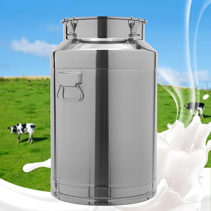 304 Stainless Steel Milk Can - 20 Gallon (76 Liter) Heavy Duty Airtight Food Storage Container for Milk, Wine, Oil - Ideal for Home, Farm, and Commercial Use