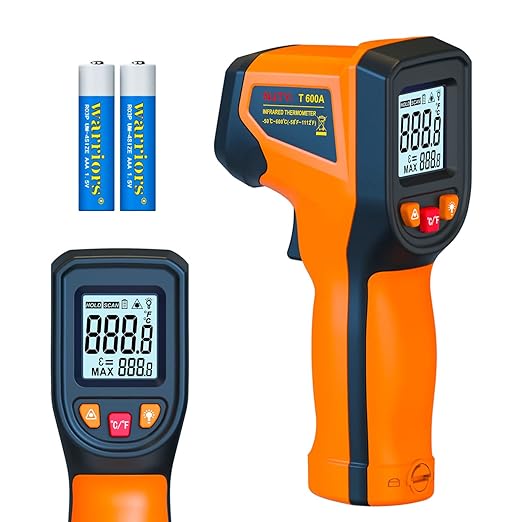 Upgraded Digital Infrared Thermometer Gun -58°F~1112°F, Handheld Non Contact Heat Laser Temperature Gun, IR Thermometer Temp Gun with Adjustable Emissivity for Cooking/BBQ/Fridge/Engine(Not for Human)