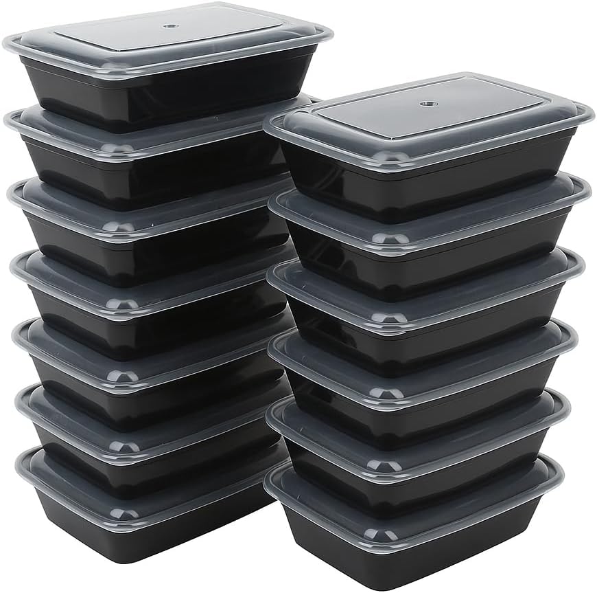 Ruthy's Outlet Meal Prep Containers W/Lids -Square Food Storage – BPA-Free| Stackable | Microwave | Freezer & Dishwasher Safe | Reusable Lunch Bento Box Portion Control & Planning (100 Pack, 12 oz)