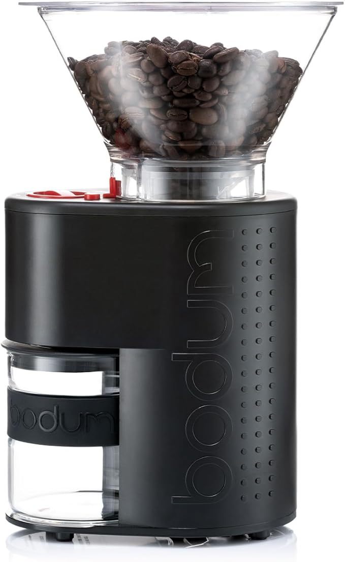 Bodum Bistro Electric Conical Burr Coffee Grinder, Preset Timer, 12 Grind Settings, Black