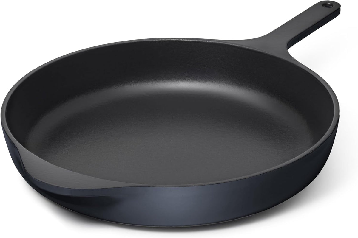 Caraway Cast Iron Skillet - 12” Enameled Cast Iron Pan With 3 Layer Enamel Coating - No Seasoning Required - Compatible With All Stovetops - Free From Forever Chemicals - Midnight Blue