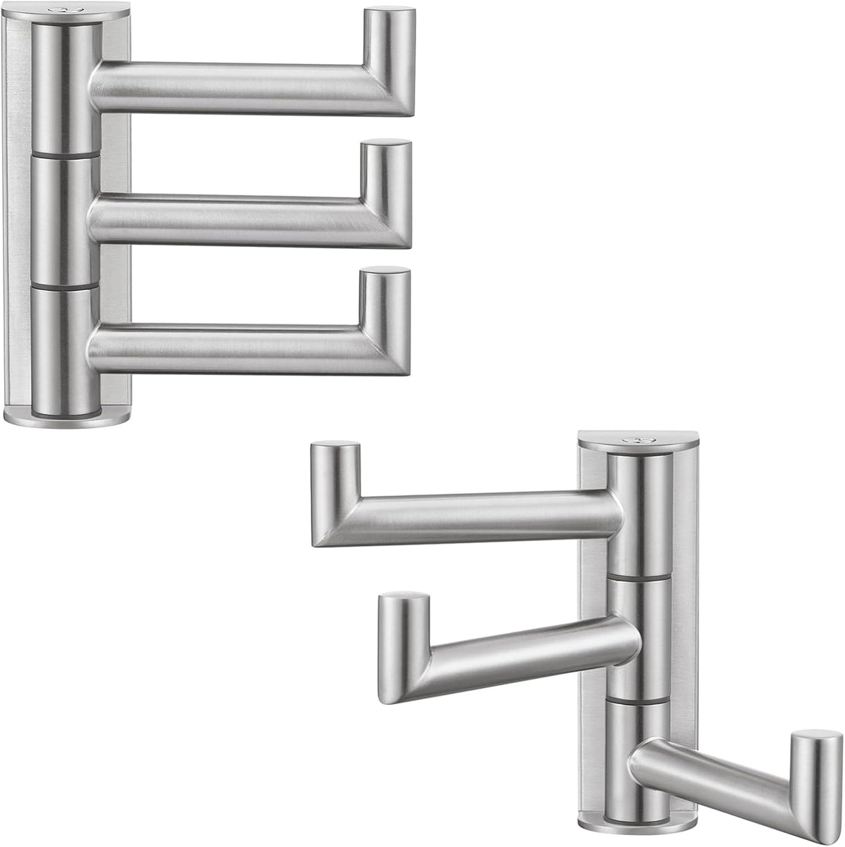 Suyar Towel Hook for Bathroom, SUS 304 Stainless Steel Swivel Robe Holder with 3 Arms, Wall Hook Brushed Nickel, 2 Pack