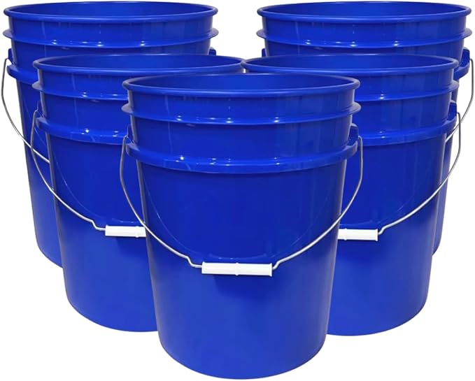 House Naturals 5 Gallon Premium HPDE Plastic Bucket - Made in USA Food Grade Storage Container, BPA Free All Purpose Pail (5, Reflex Blue)