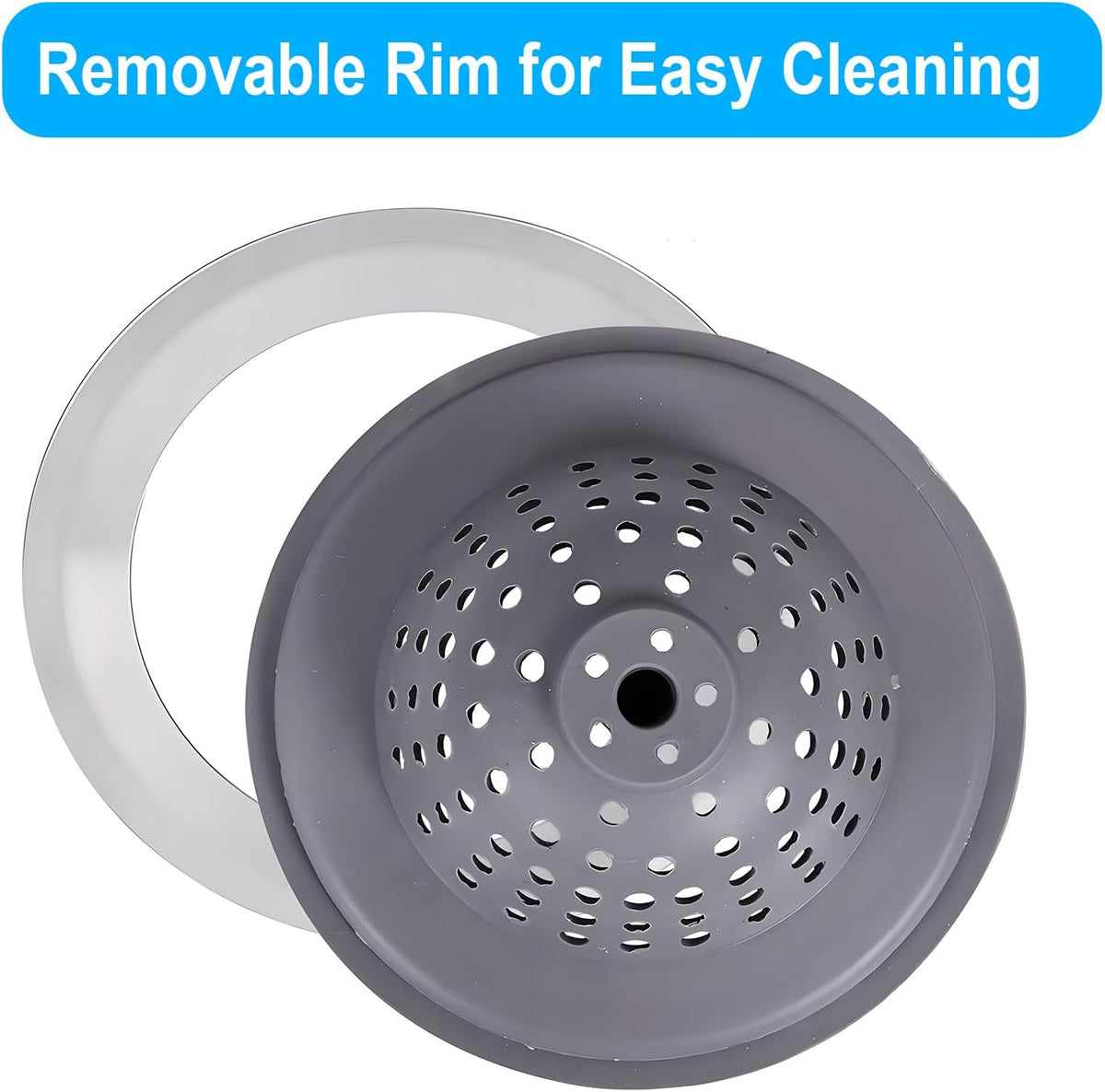 2 Pack Kitchen Sink Drain Strainer Silicone Stainless, Drain Protector,Prevent Clogging, Large Wide Rim 4.5 inch Diameter, Tools Home Improvement (Gray)