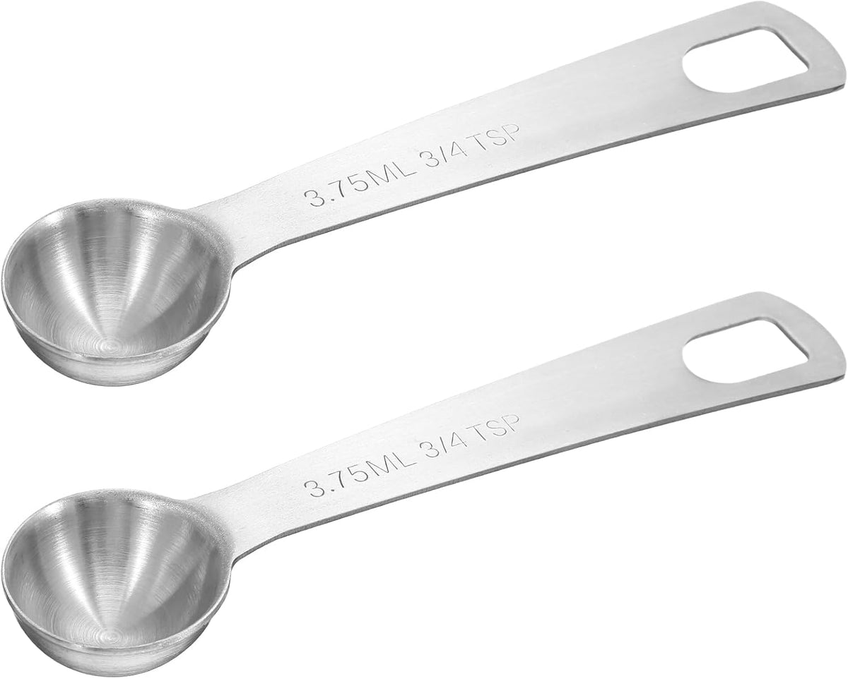 2Pcs 3/4 tsp Measuring Spoon, (1/4 tbsp | 3.75 ml | 1/8 oz) Stainless Steel Measure Spoons, Tablespoon Measuring Spoon with Precise Scale(Silver)