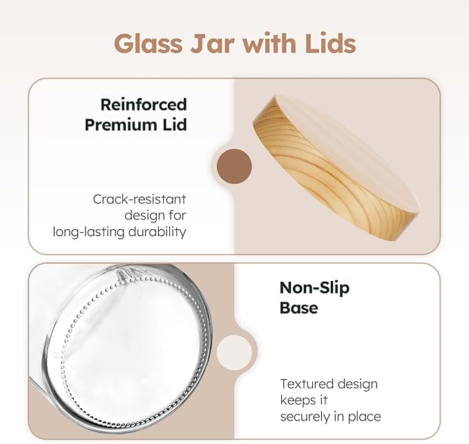 8 oz Glass Jars with Lids, 30 Pack Clear Small Glass Jars with Woodgrain Lids Leakproof Round Airtight Empty Cosmetic Travel Containers for Lotions Powders and Candle Making