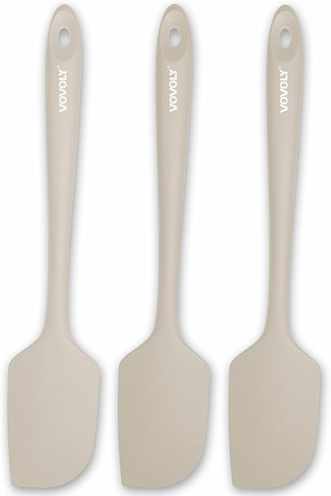 3 Pack Large Silicone Spatula for Kitchen,600°F Heat resistant Rubber Spatulas for Baking,Cooking, Scraping,and Mixing,Non Stick Kitchen Utensils, BPA Free, 11.2 IN, Khaki
