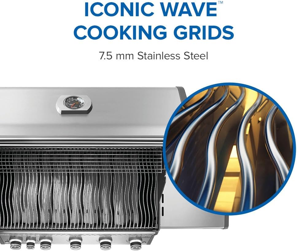 Napoleon Rogue PRO 625 Propane Gas Grill with Infrared Side Burner, Stainless Steel, Durable 6-Burner Gas BBQ