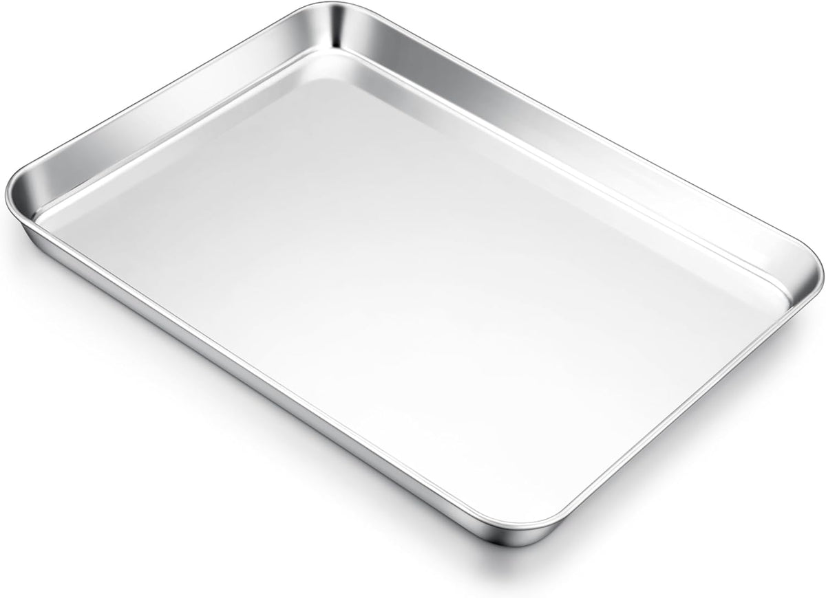 E-far Cookie Sheet for Baking, 18”x13” Stainless Steel Baking Sheet Pan for Oven, Large Non Toxic Metal Baking Tray for Cake Cookies, Healthy & Rust Free, Mirror Finish & Dishwasher Safe, 1 Pack
