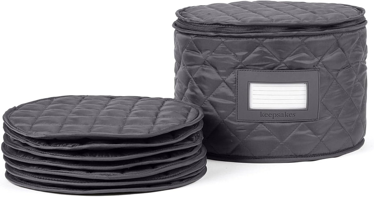 Covermates Keepsakes - Dish Storage - Padded Protection - ID Window - Stain Resistant - Machine Washable - China Storage, Slate