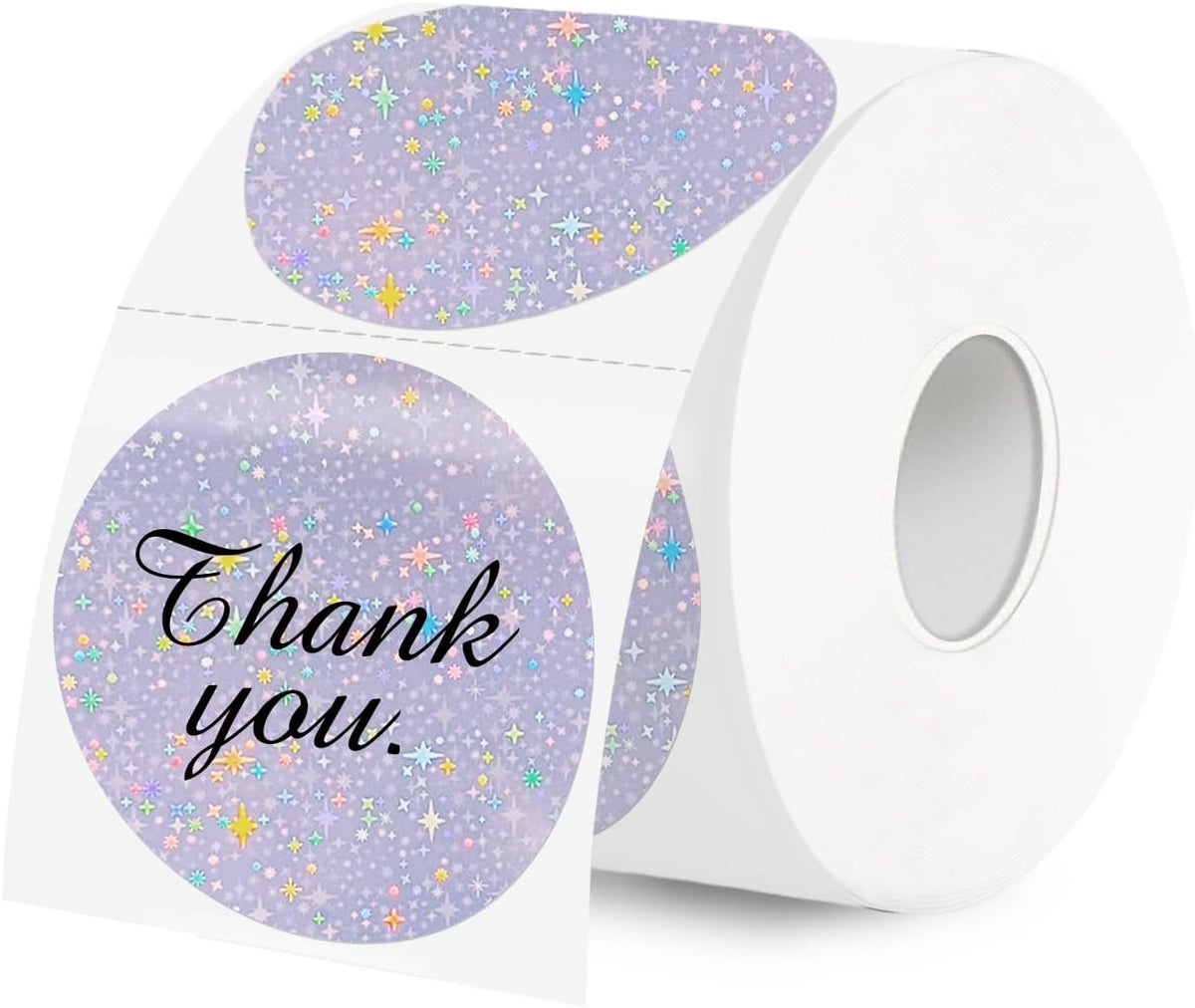 2''Holographic Thermal Label,Round Self-Adhesive Direct Thermal Label,Thermal Stickers for DIY Logo Design,Name Tag (300/Roll Purple Starry Sky